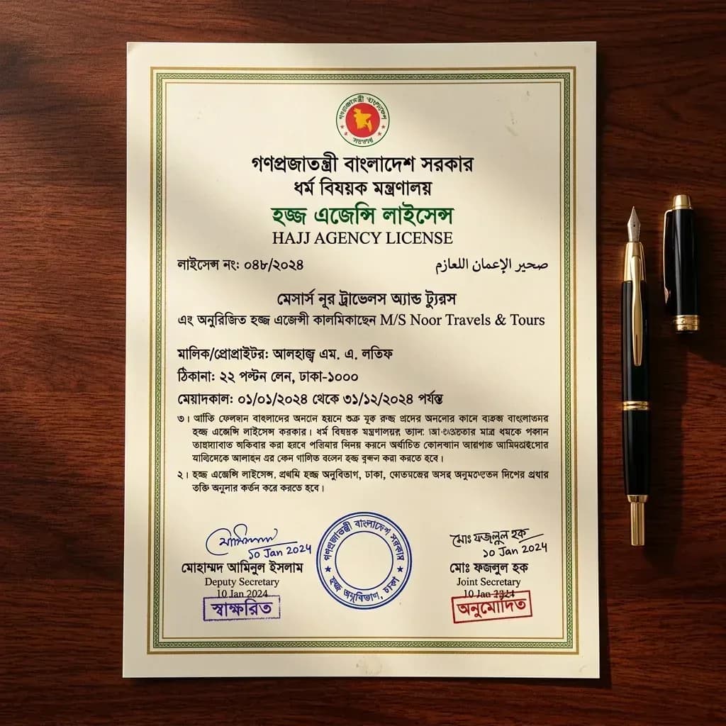 হজ লাইসেন্স প্রদর্শনকারী সরকারি নথি